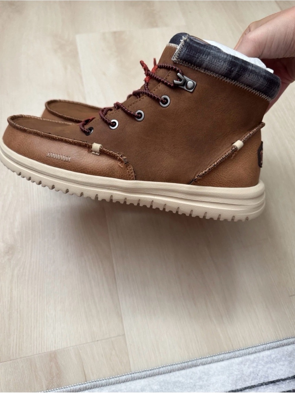 Hey Dude Brown Lace-Up Casual Boots with Cream Sole